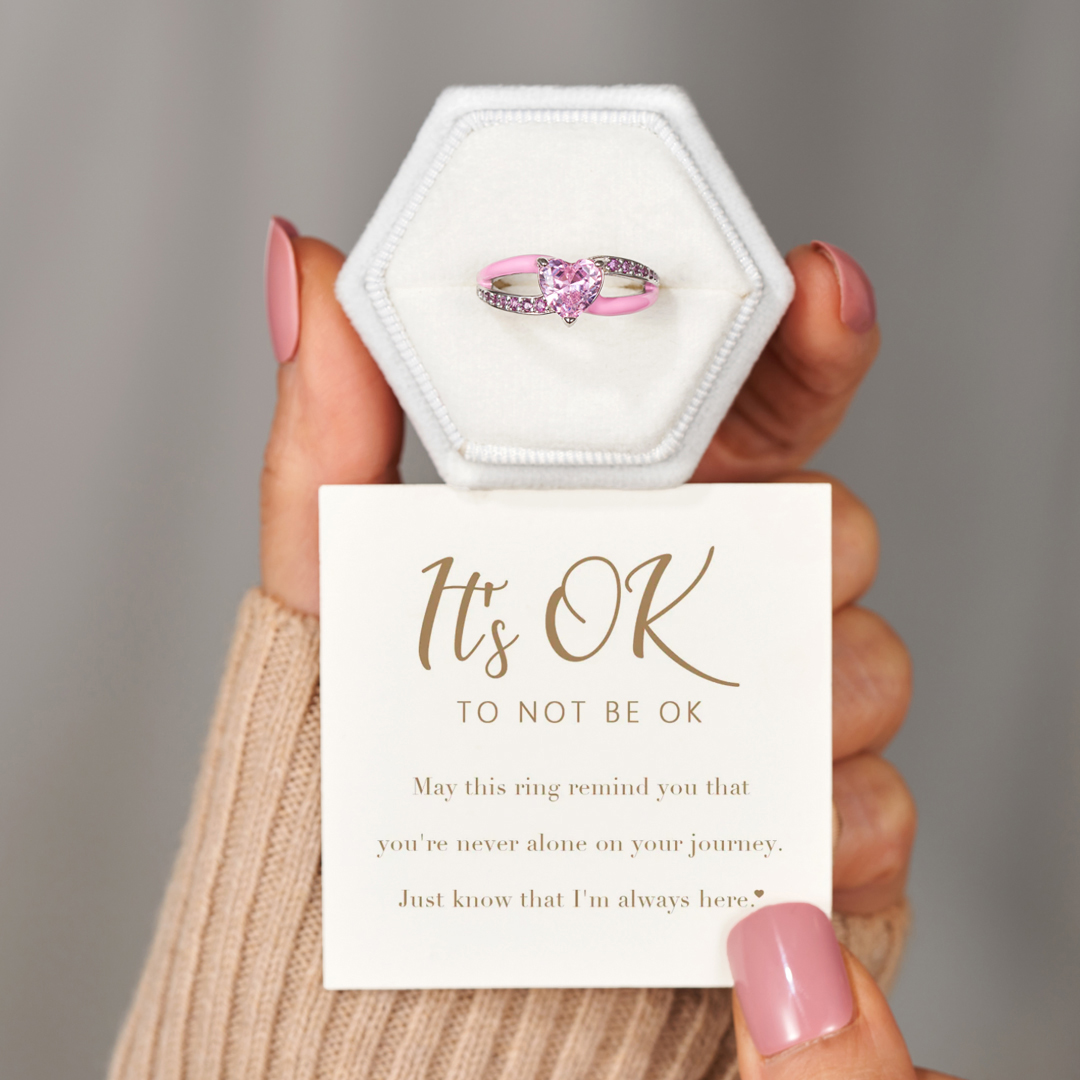 It's OK To Not Be OK Pink Heart Ring