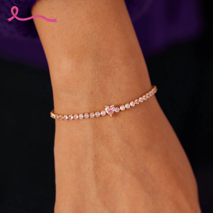 Raise Awareness I Am Enough Pavé Pink Heart Bracelet