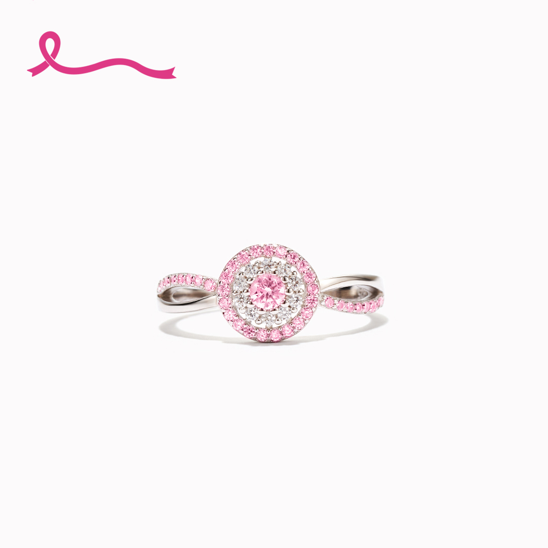 S925 Raise Confidence I Am Enough Set of Two Pink Rings