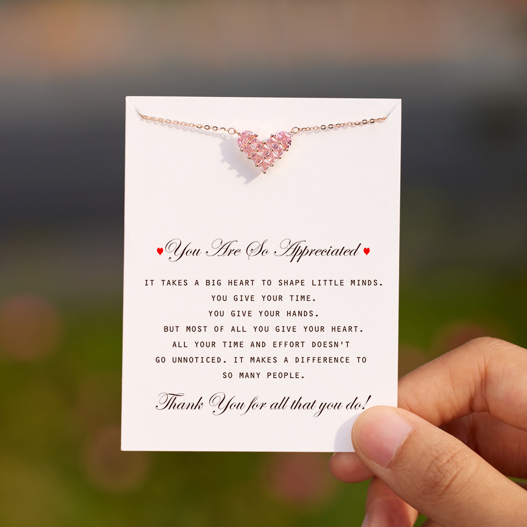 You Are So Appreciated Pink Heart Necklace