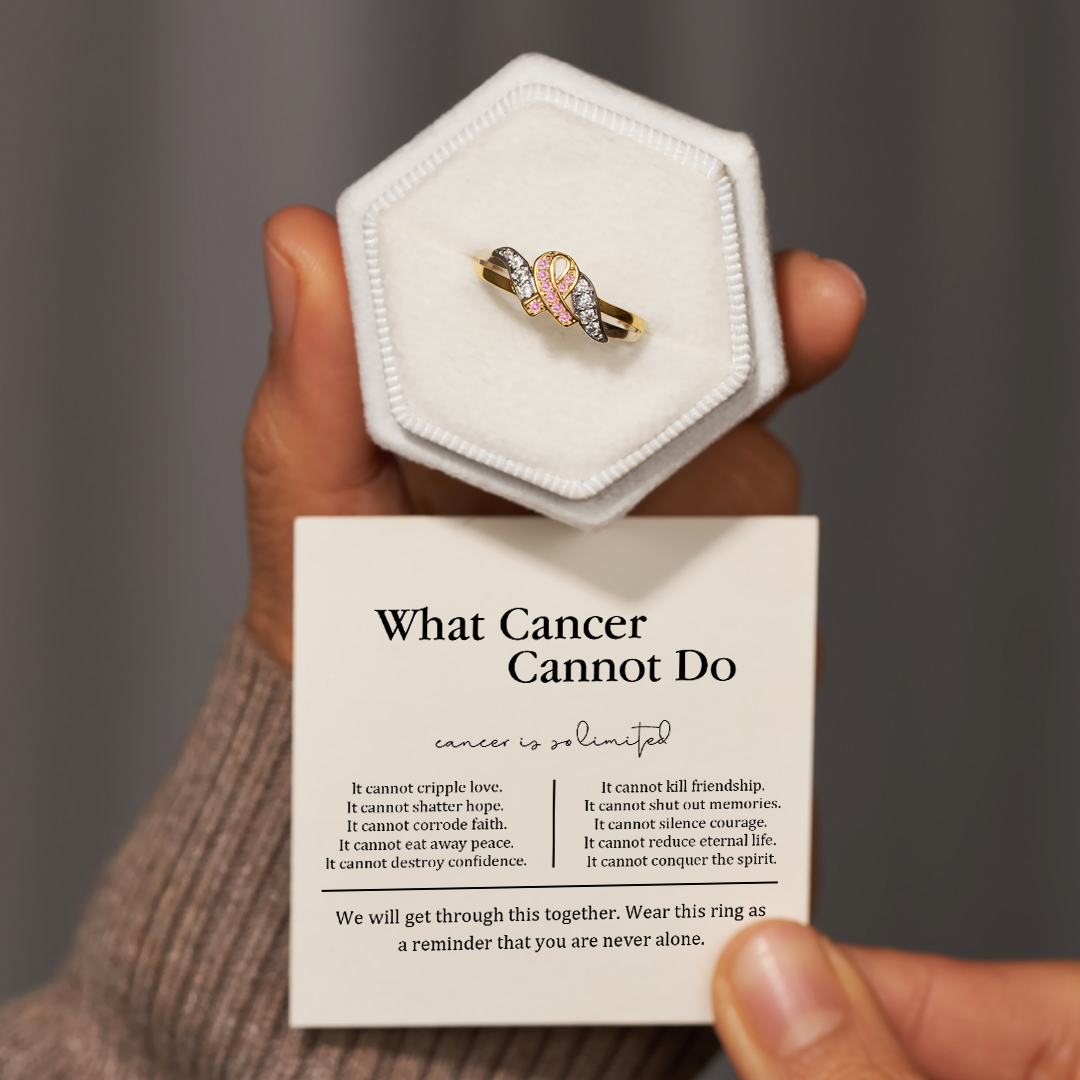 We Will Get Through Cancer Together Ribbon Ring