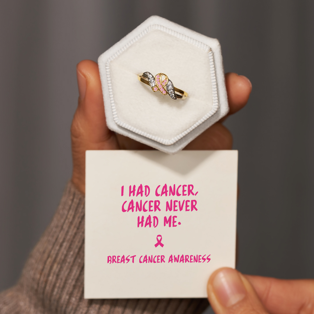 CANCER NEVER HAD ME Pink Ribbon Ring