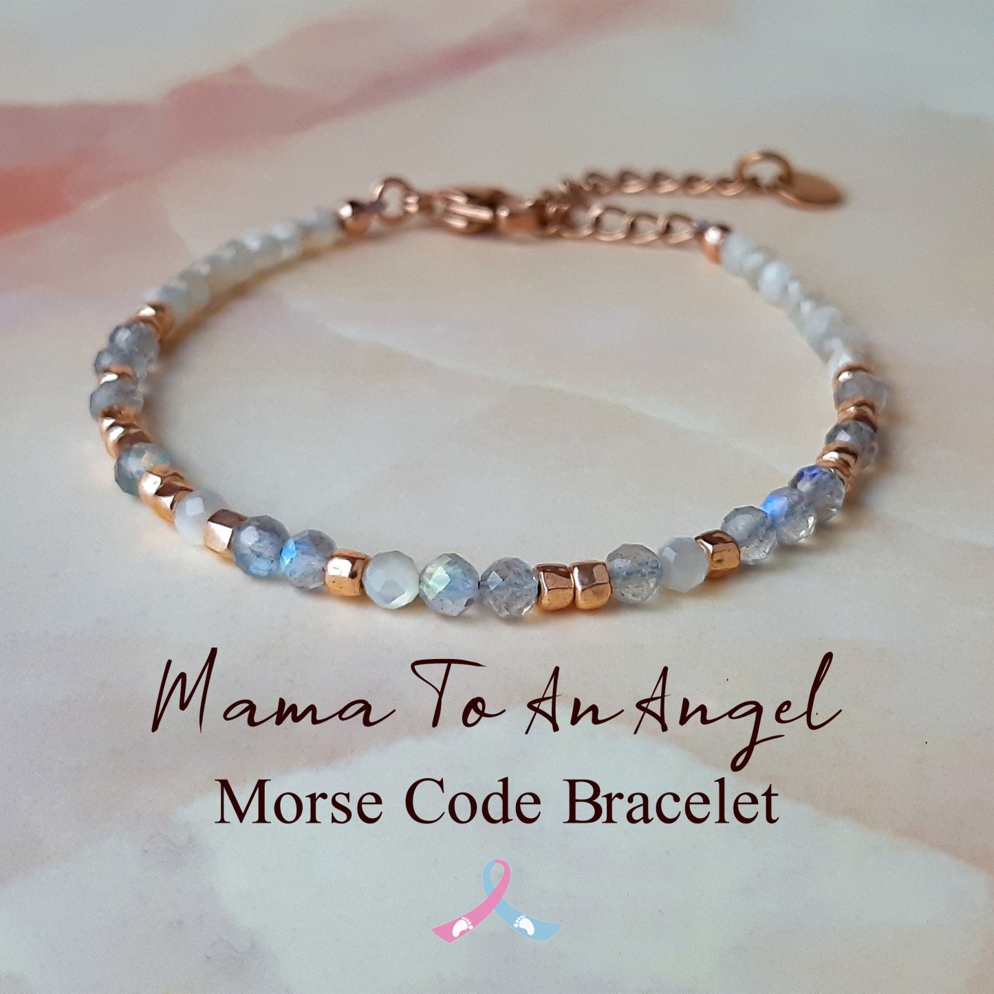 Mama To An Angel Morse Code Gemstone Bracelet