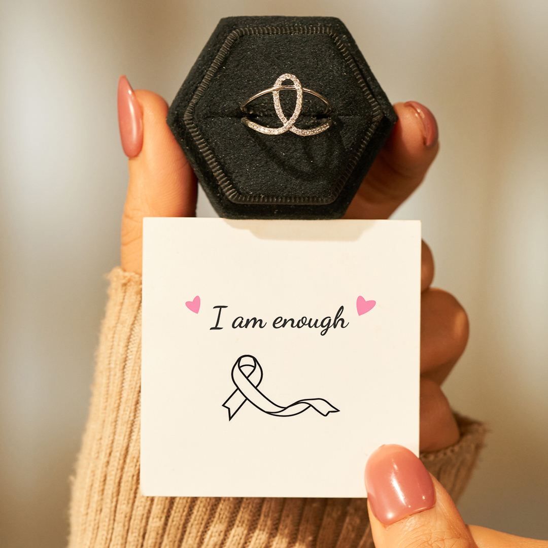 I Am Enough White Ribbon Lung Cancer Ring