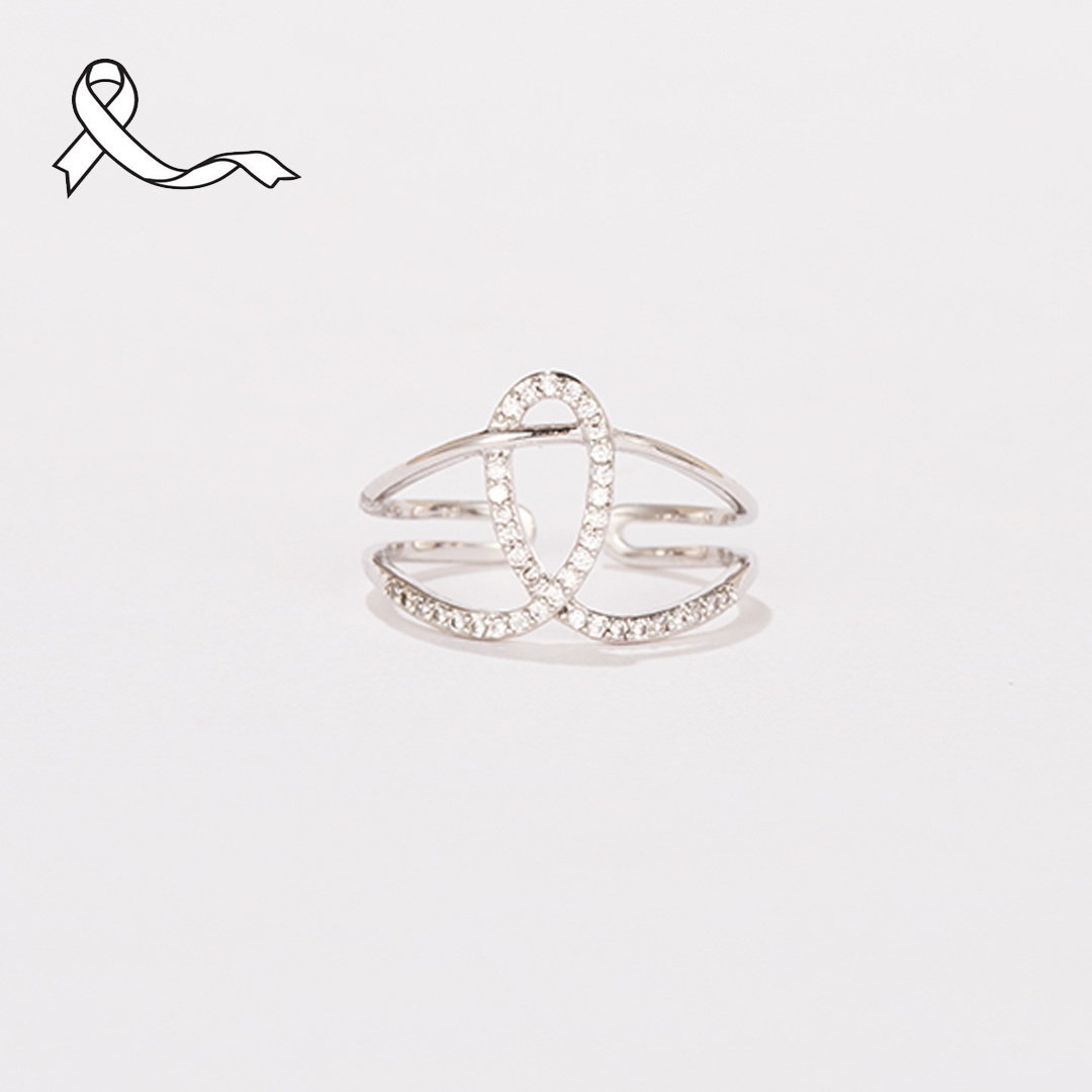I Am Enough White Ribbon Lung Cancer Ring