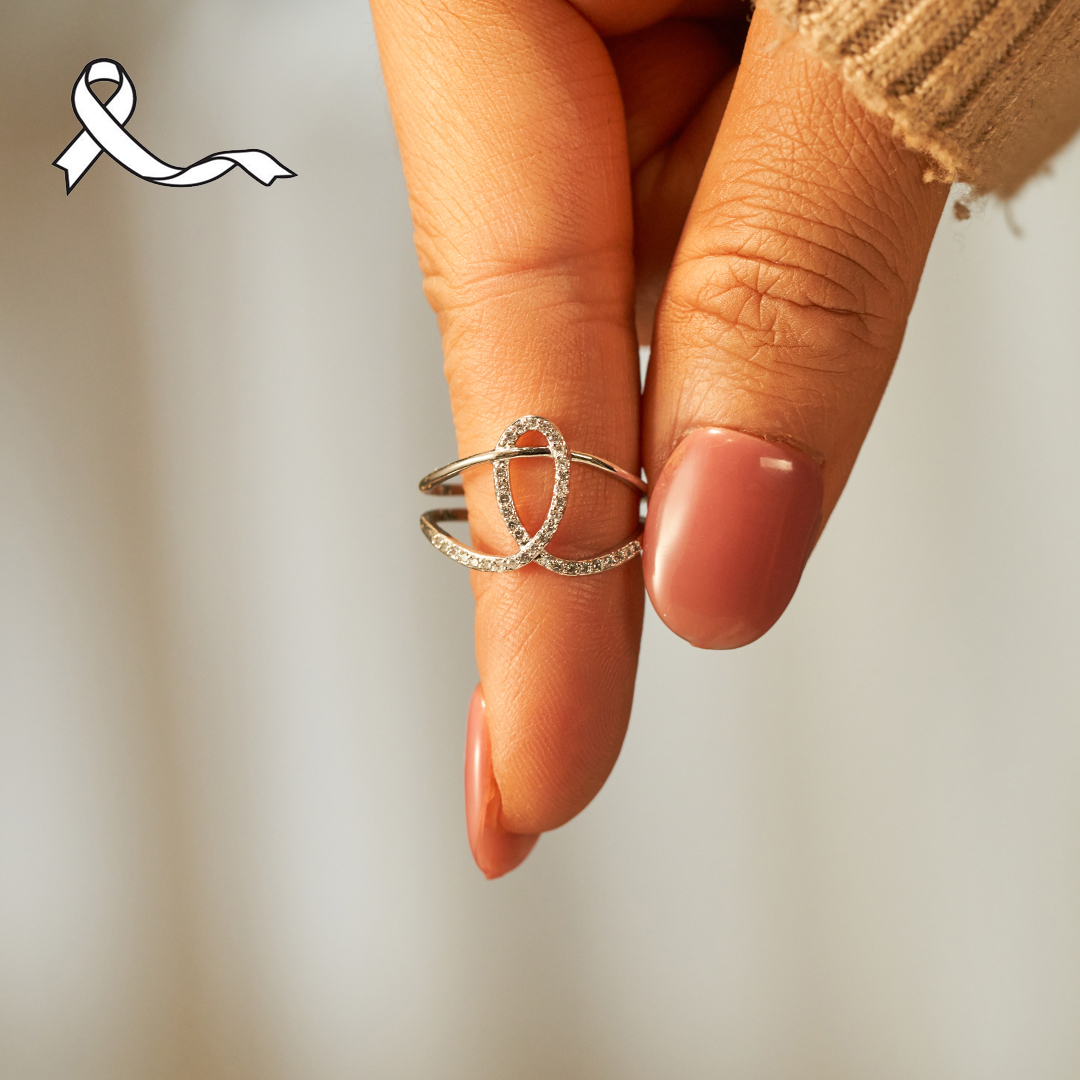 I Am Enough White Ribbon Lung Cancer Ring