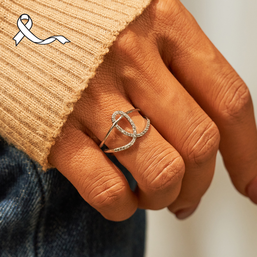 I Am Enough White Ribbon Lung Cancer Ring