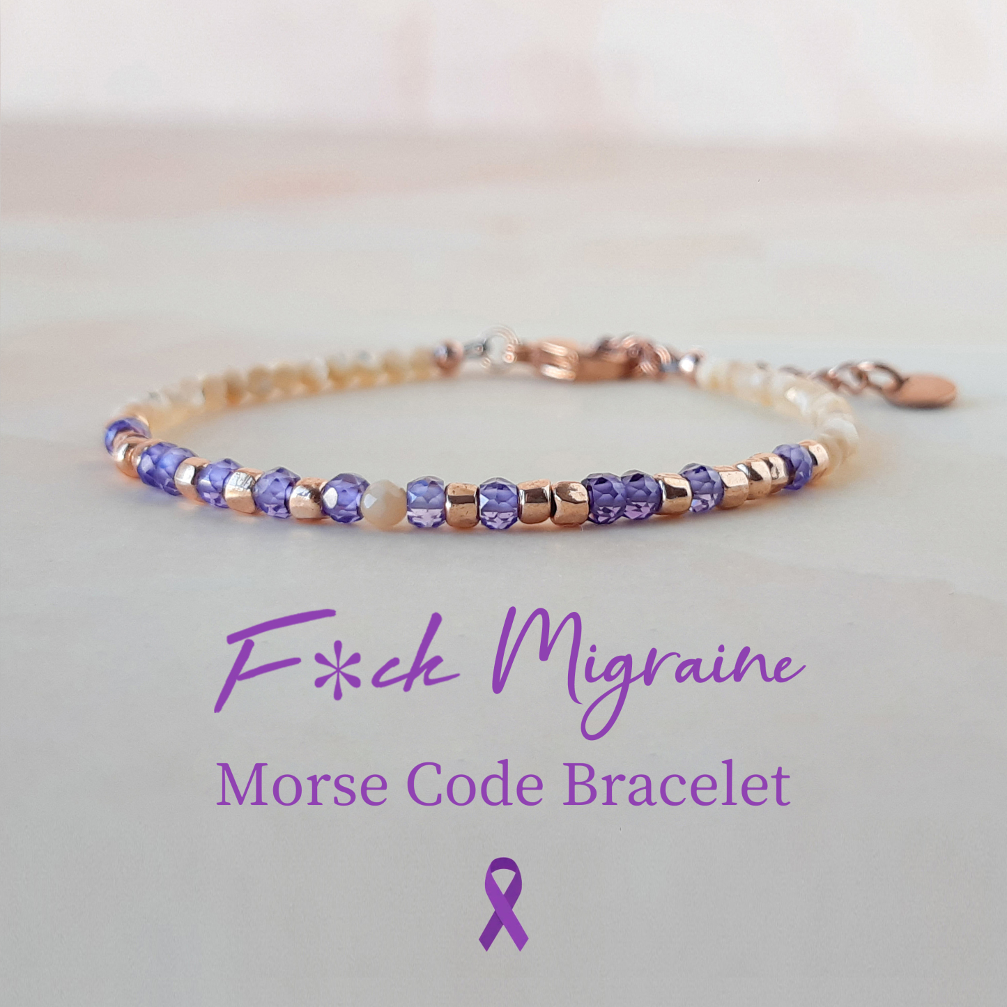 F❤️ck Migraine Purple Morse Code Bracelet