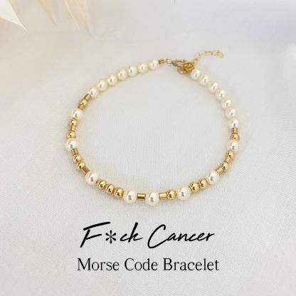 F❤️ck Cancer Pearl Morse Code Bracelet