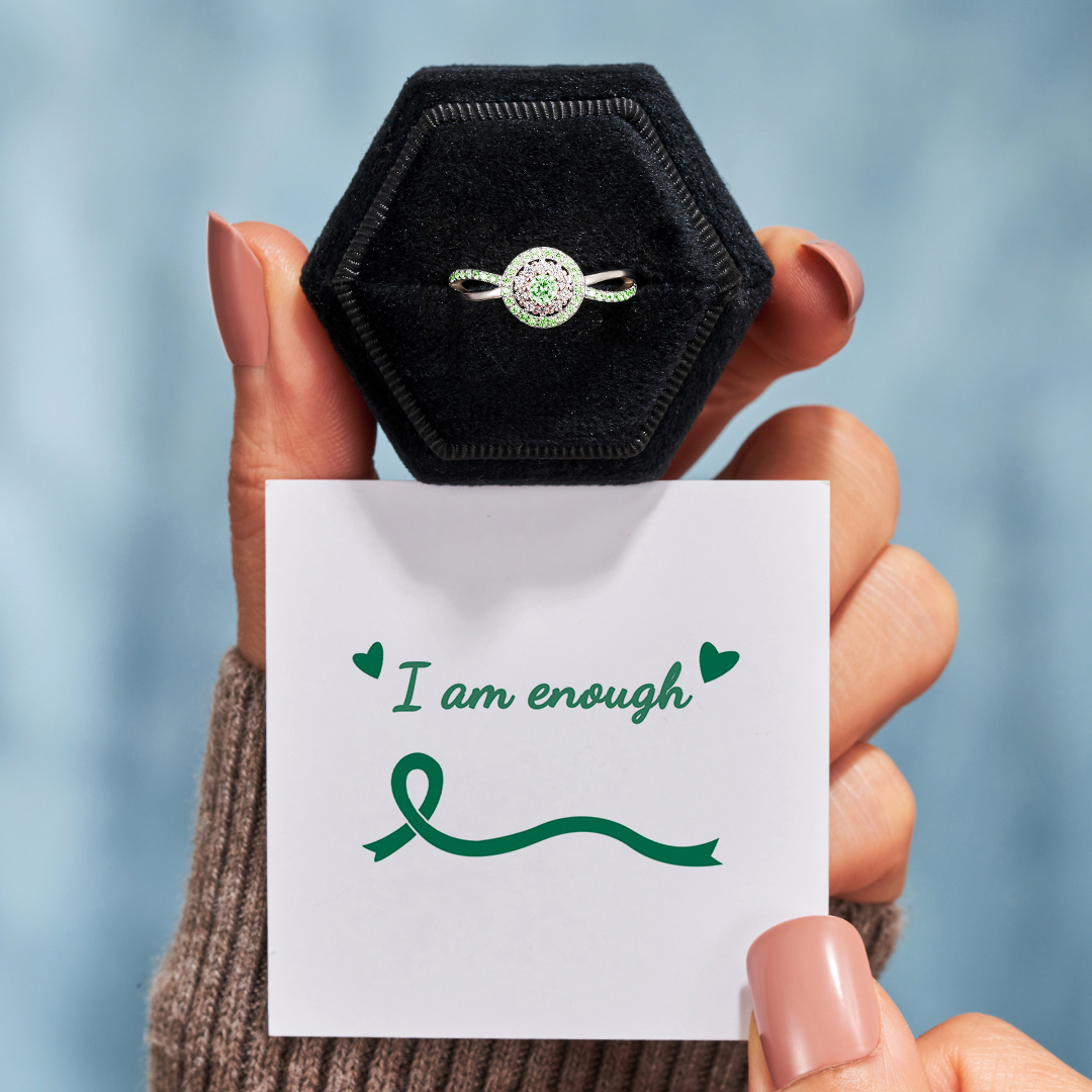 I Am Enough Evergreen Circle Liver Cancer Ring