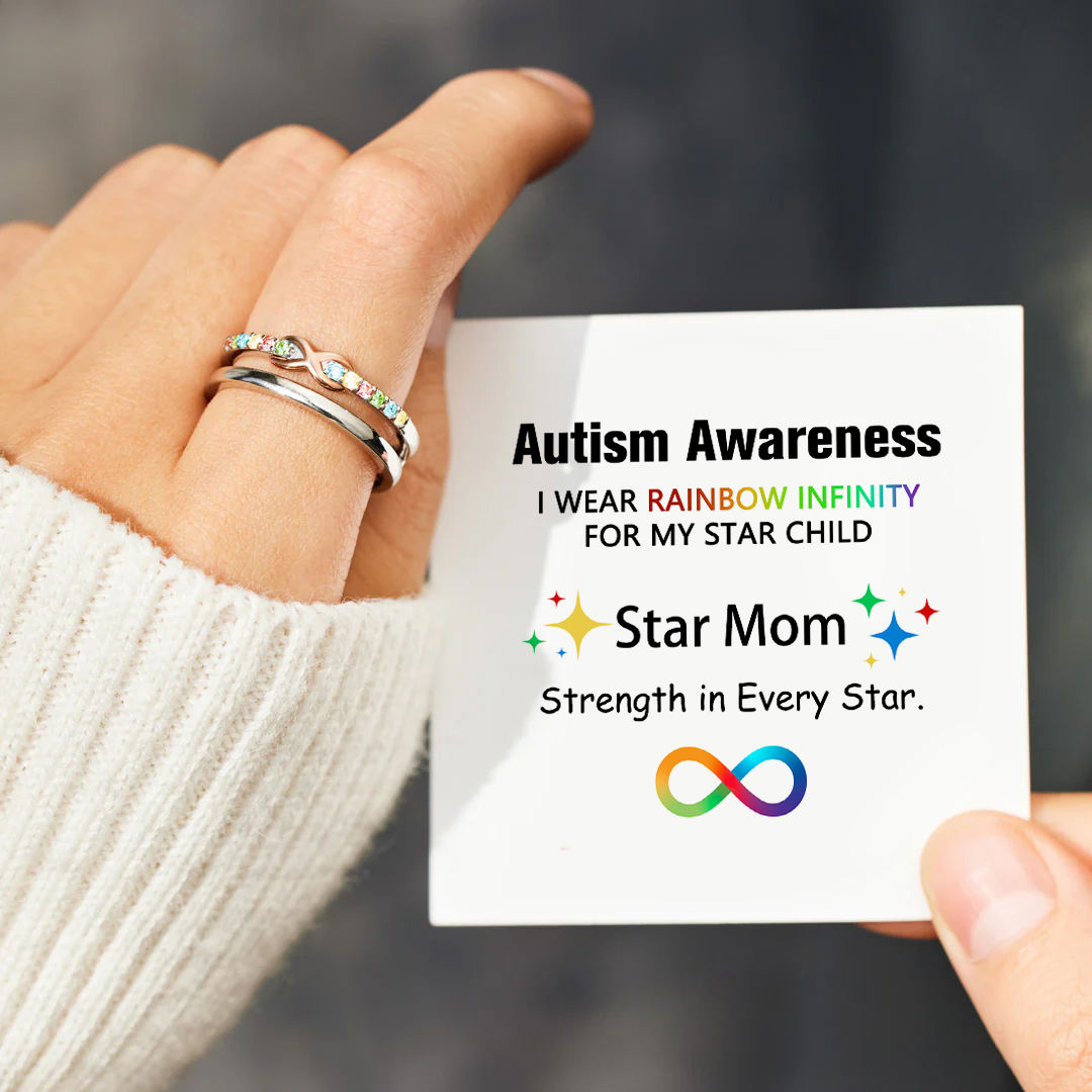 Autism Awareness Gift For Star Mom Double Layered Infinity Ring