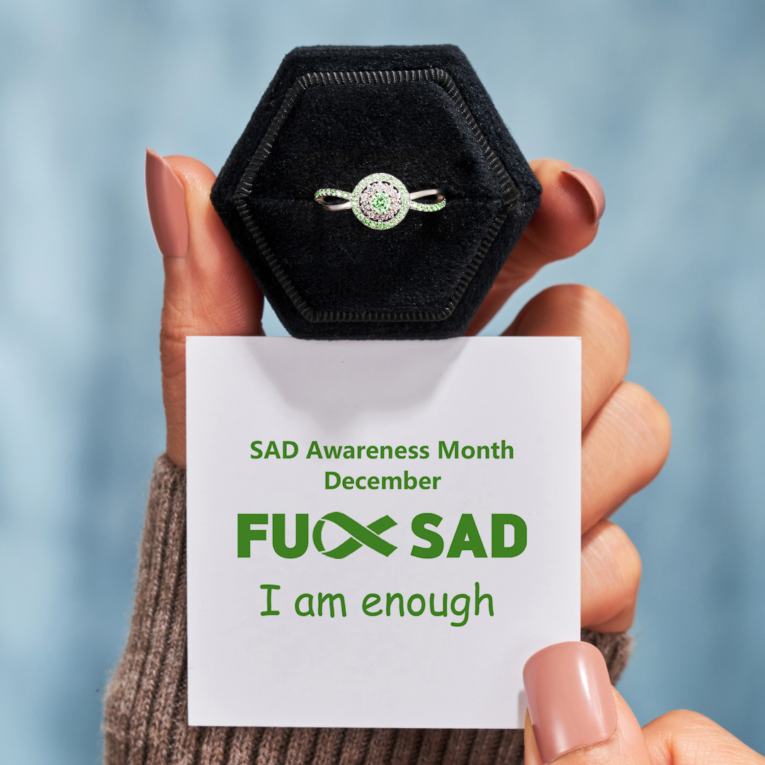 SAD Awareness Gift Green Circle Ring