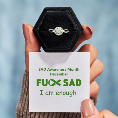 SAD Awareness Gift Green Circle Ring