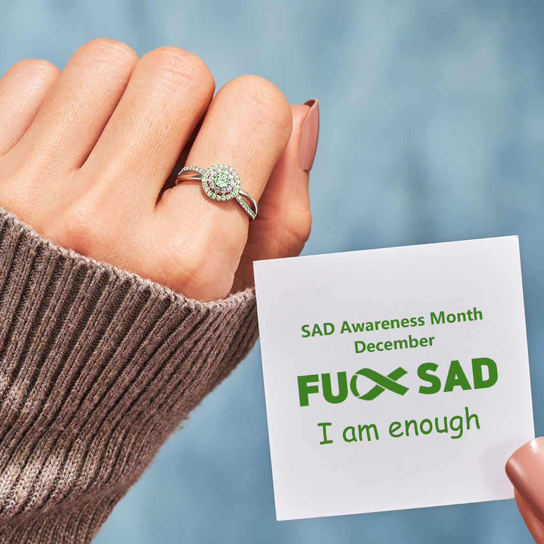SAD Awareness Gift Green Circle Ring