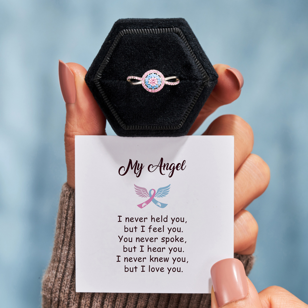 I love My Angel Pink&Blue Circle Ring