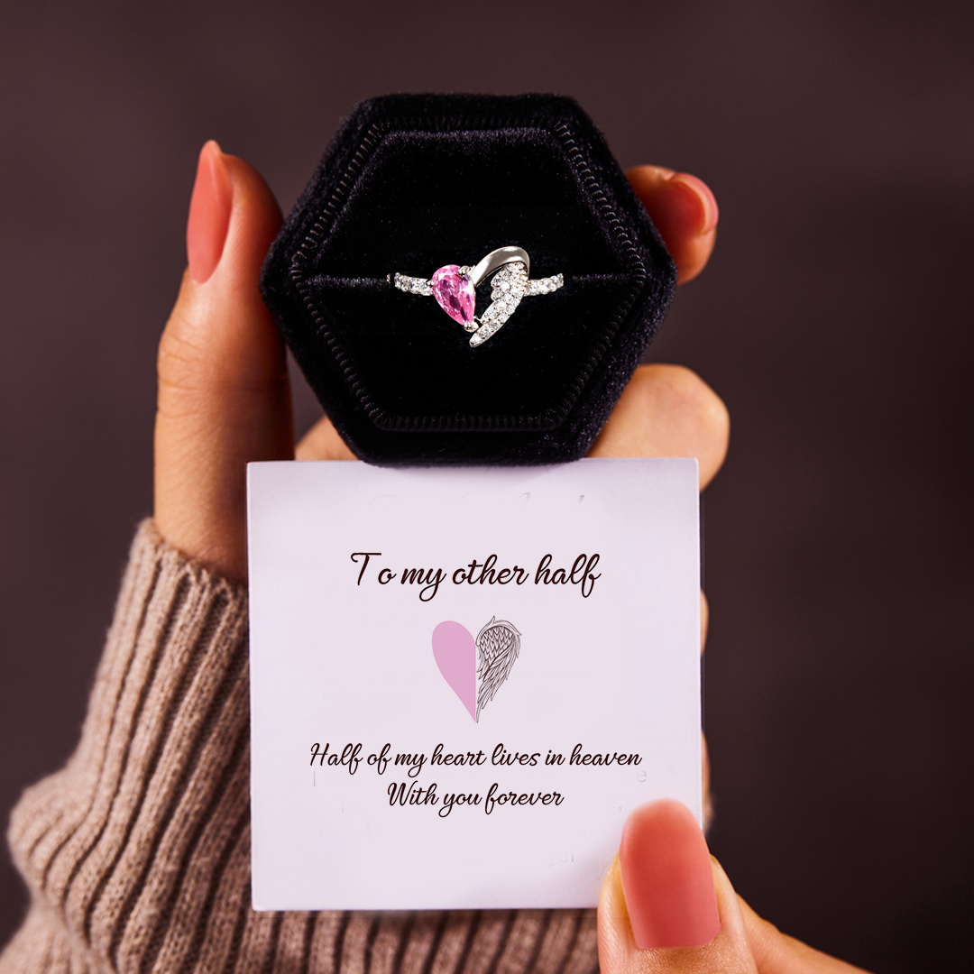 Half Of My Heart Lives In Heaven With You Half Heart Half Wing Ring