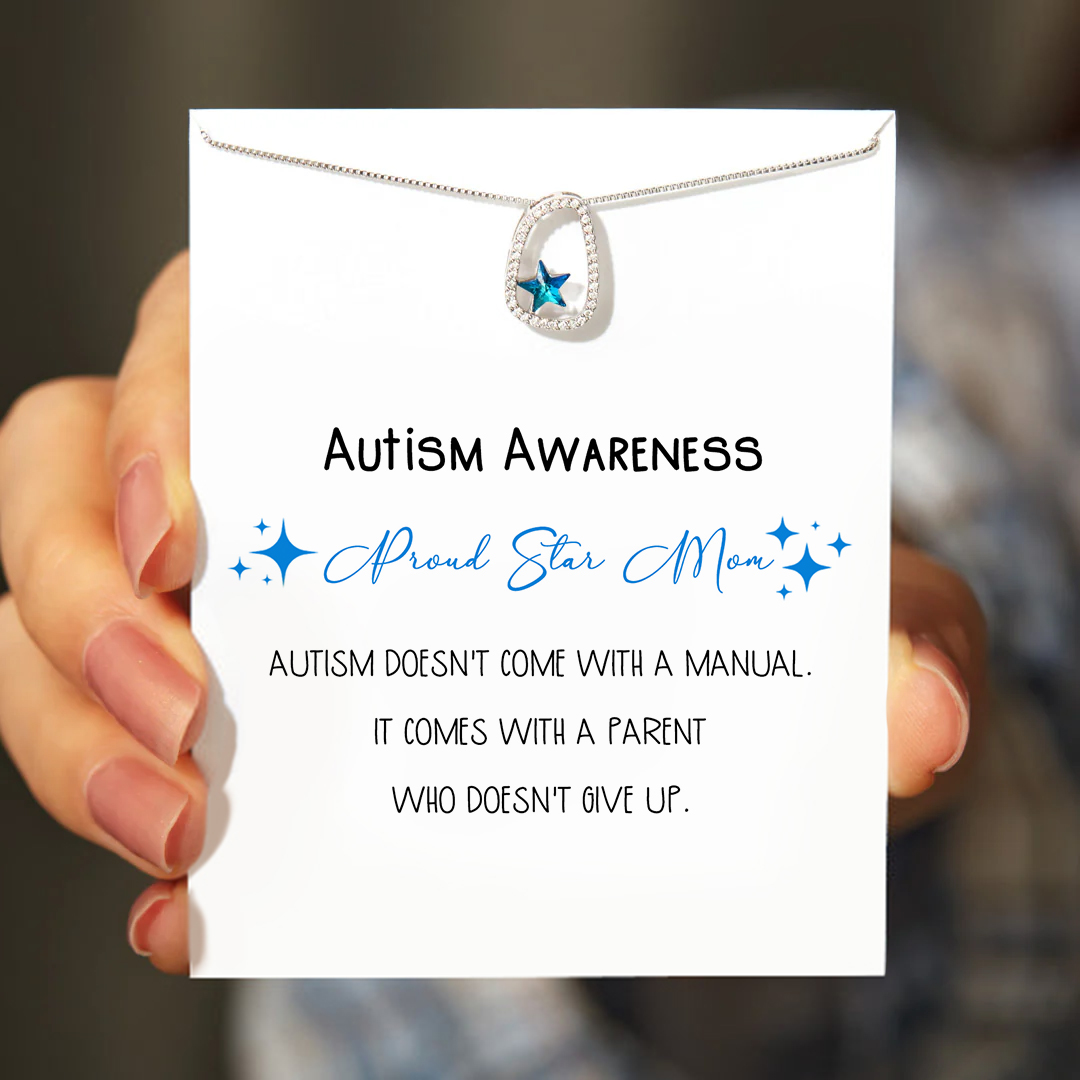 Autism Awareness Proud Star Mom Necklace