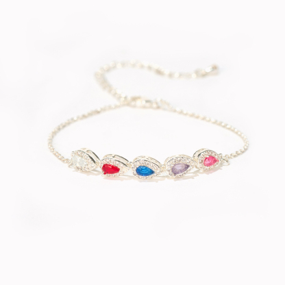 Grandma Gift Family Drop Birthstone Bracelet
