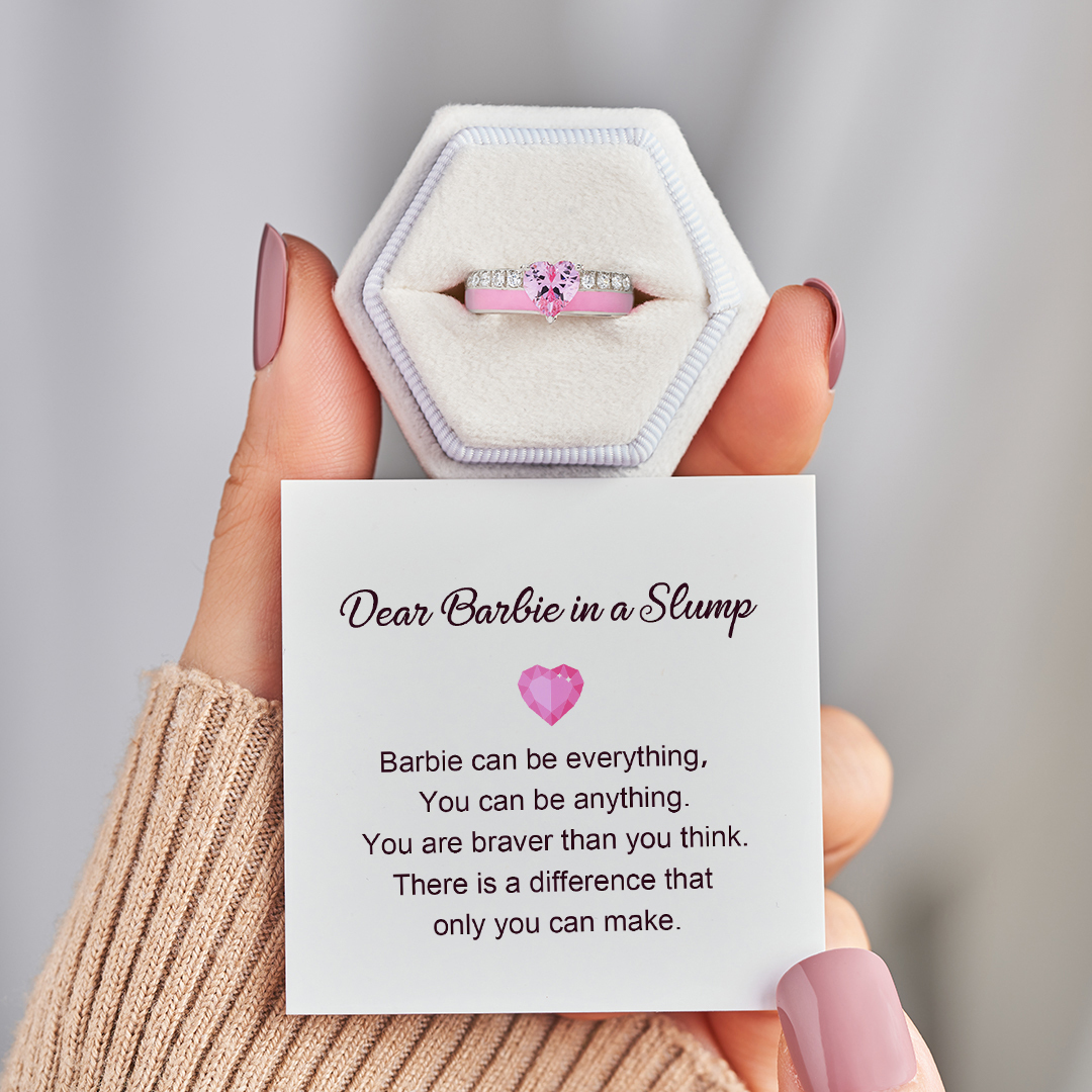 You Are Braver Pink Heart Ring