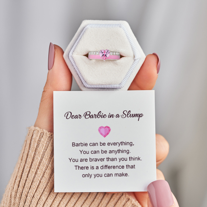 You Are Braver Pink Heart Ring