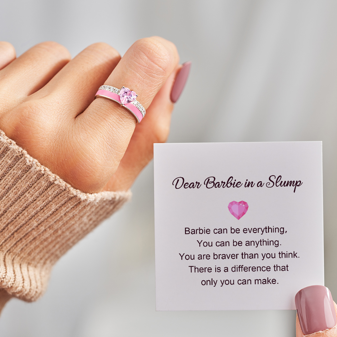You Are Braver Pink Heart Ring