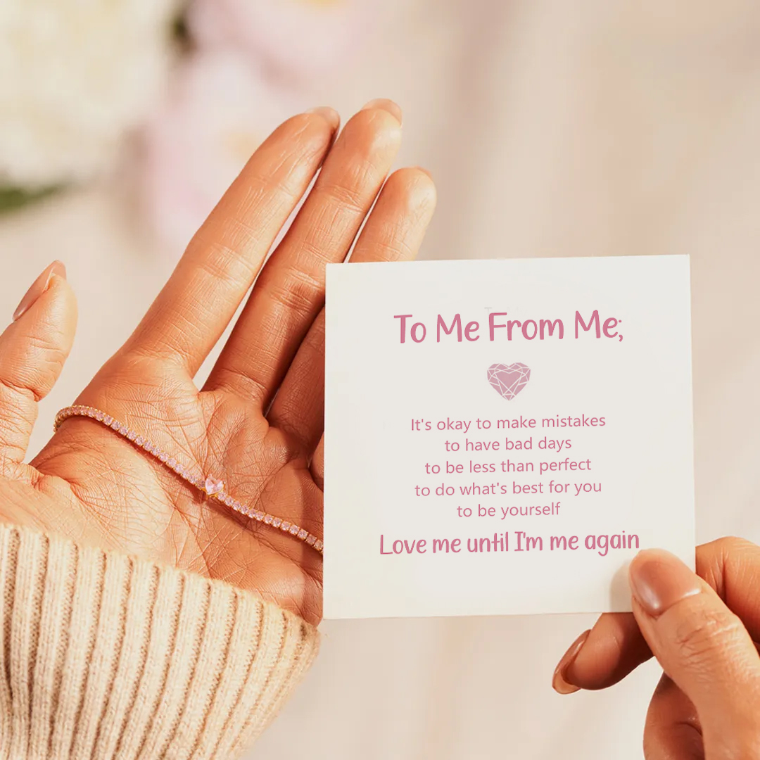 To Me From Me Self Love Pink Heart Diamond Bracelet