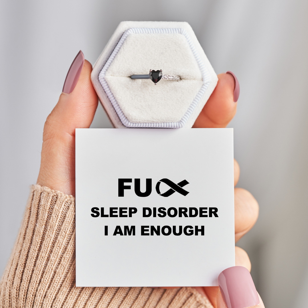 F❤️ck Sleep Disorder Black Enamel Black Heart Ring