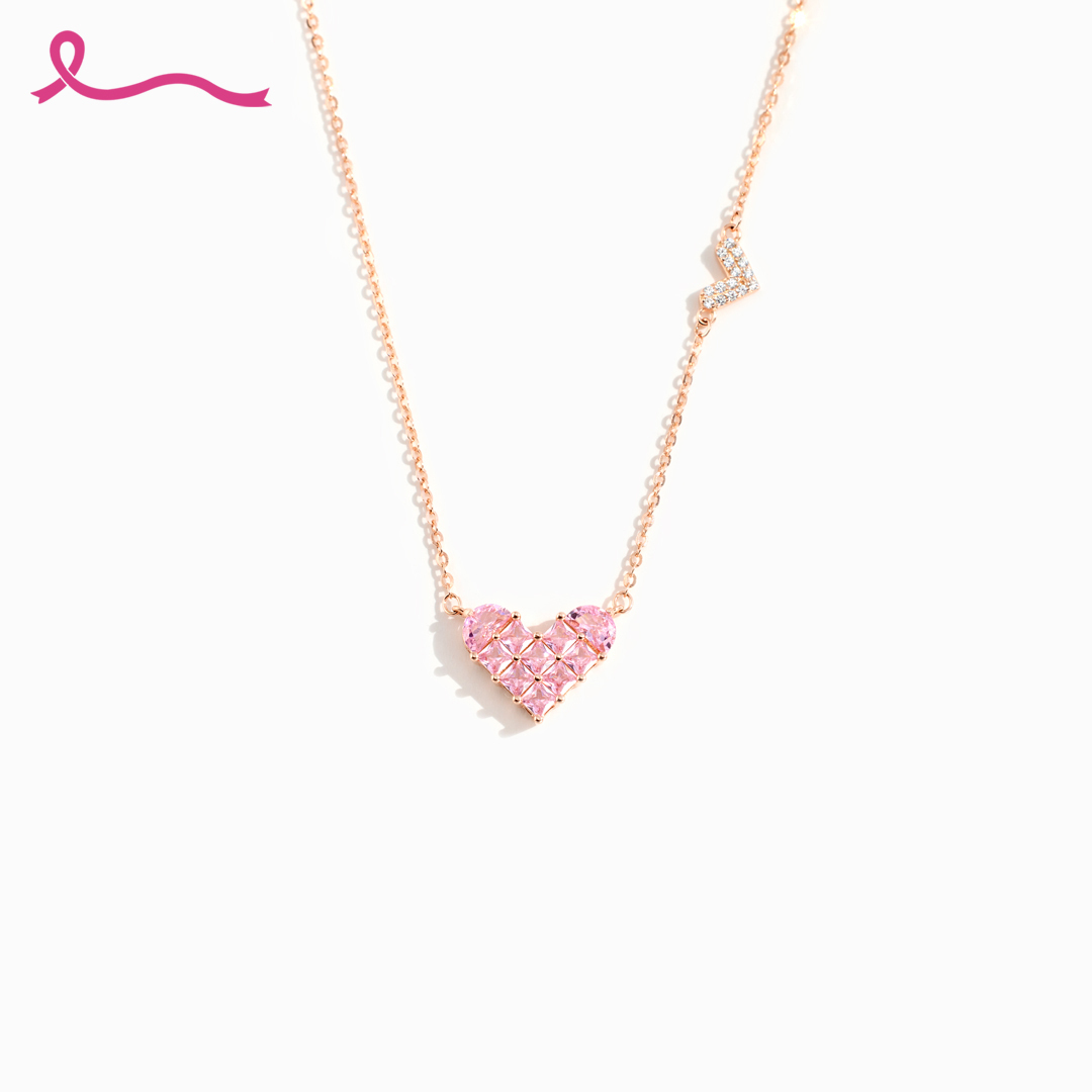 I Am Enough To Defeat Breast Cancer Pink Heart Necklace