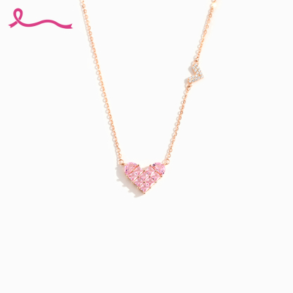 I Am Enough To Defeat Breast Cancer Pink Heart Necklace