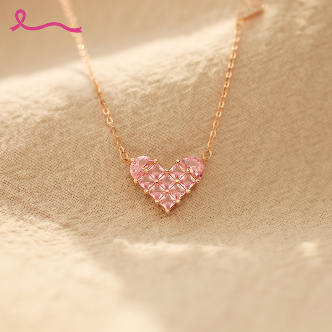 I Am Enough To Defeat Breast Cancer Pink Heart Necklace