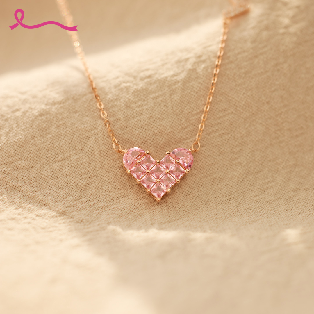 I Am Enough To Defeat Breast Cancer Pink Heart Necklace