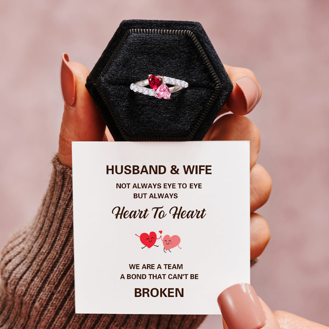 Husband & Wife A Bond That Can't Be Broken Birthstone Heart Ring