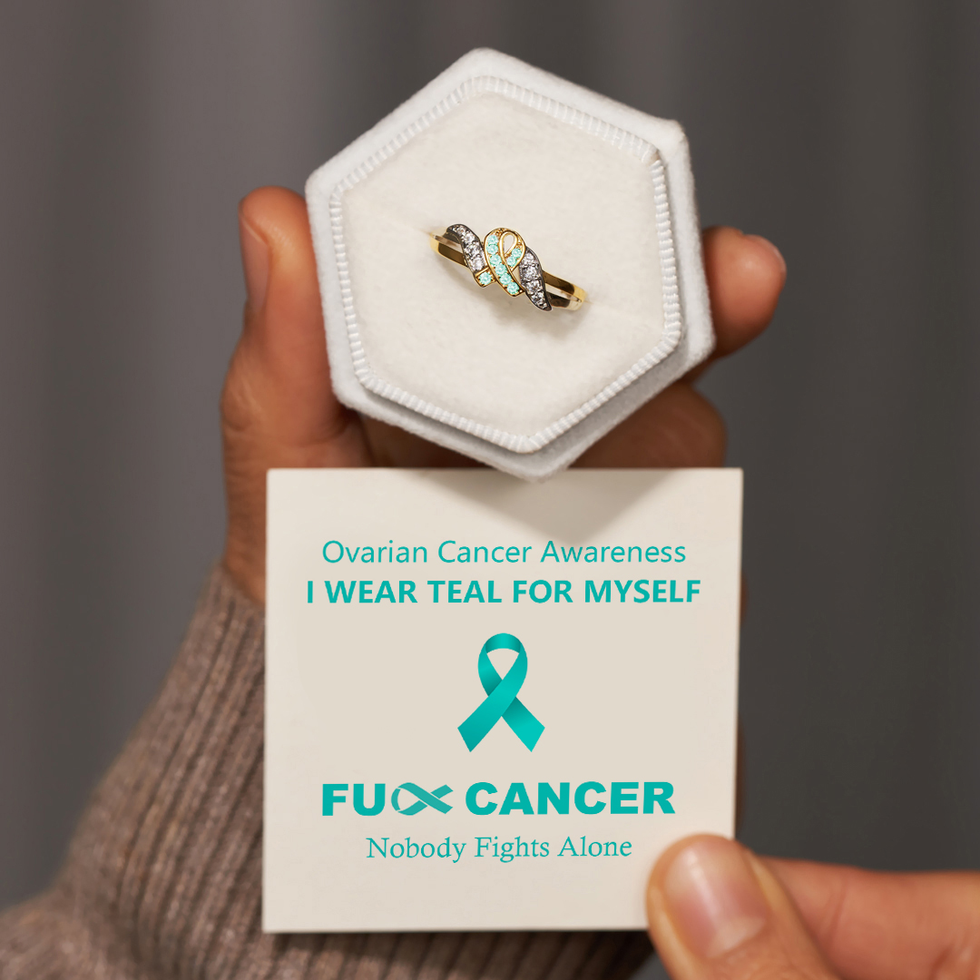 Ovarian Cancer Awareness Teal Ribbon Ring