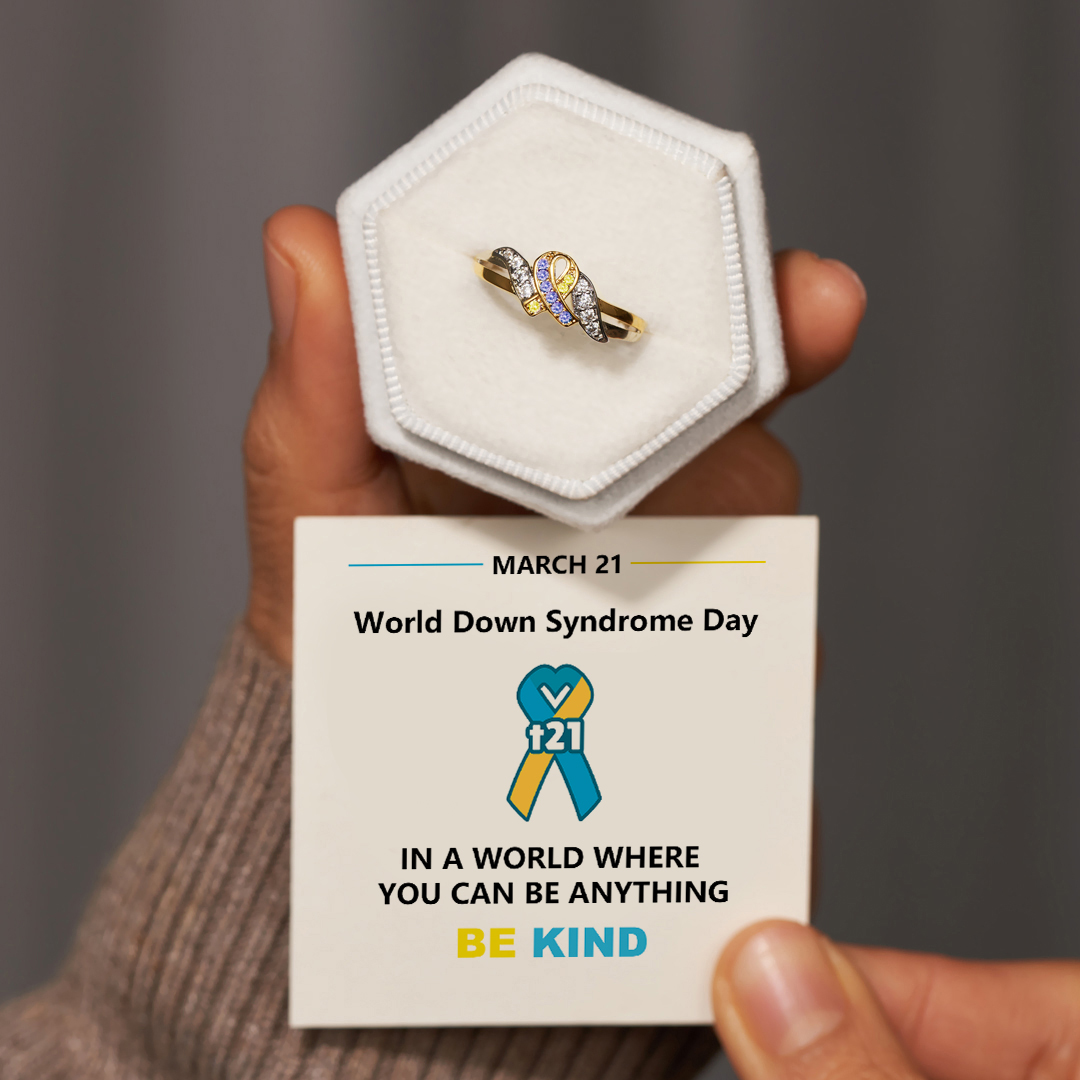 World Down Syndrome Day Be Kind Ribbon Ring