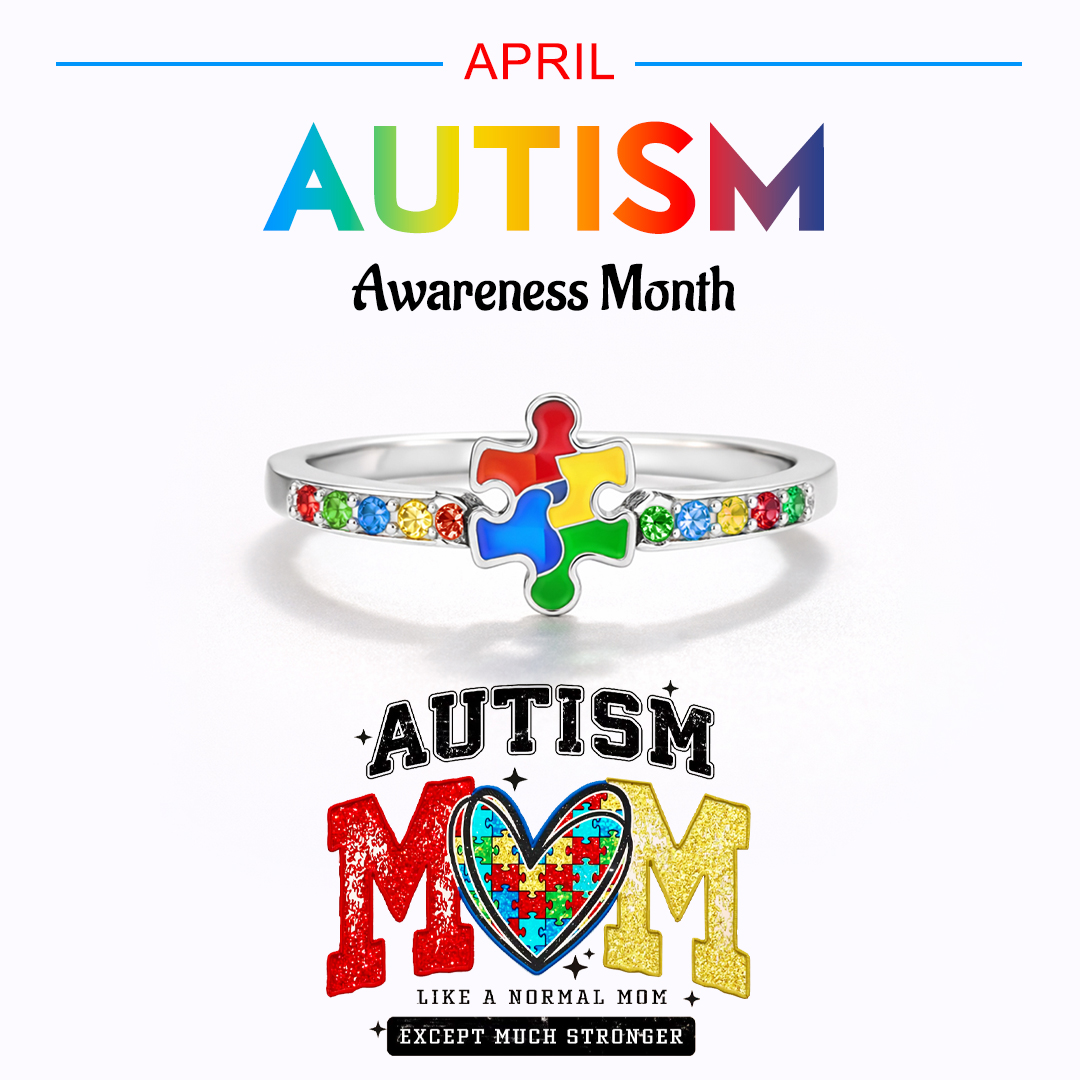 Autism Awareness Strong Star Mom Ring