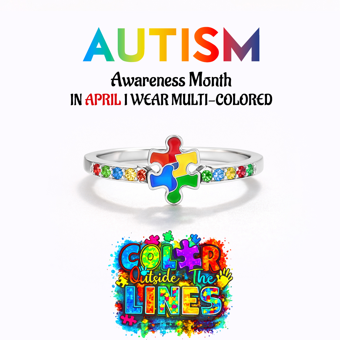 Autism Awareness Puzzle of Colors Ring