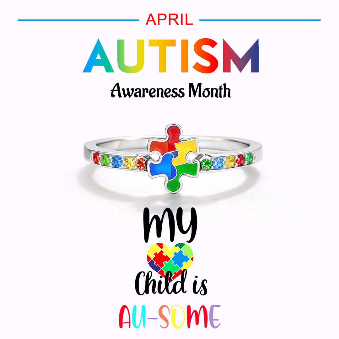 Autism Awareness Proud AU-SOME Mom Ring