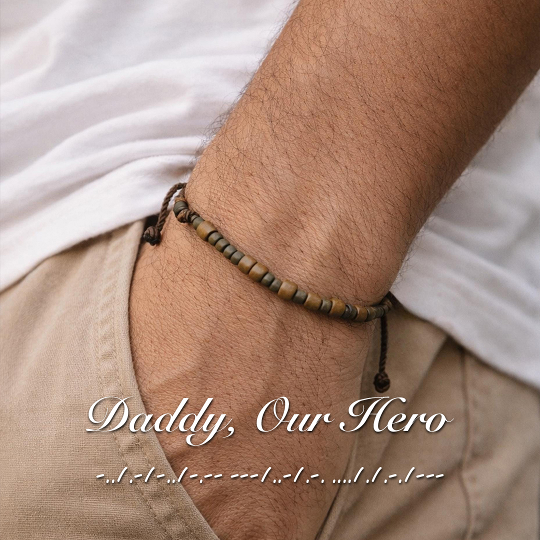 Daddy Are Our Hero Morse Code Bracelet