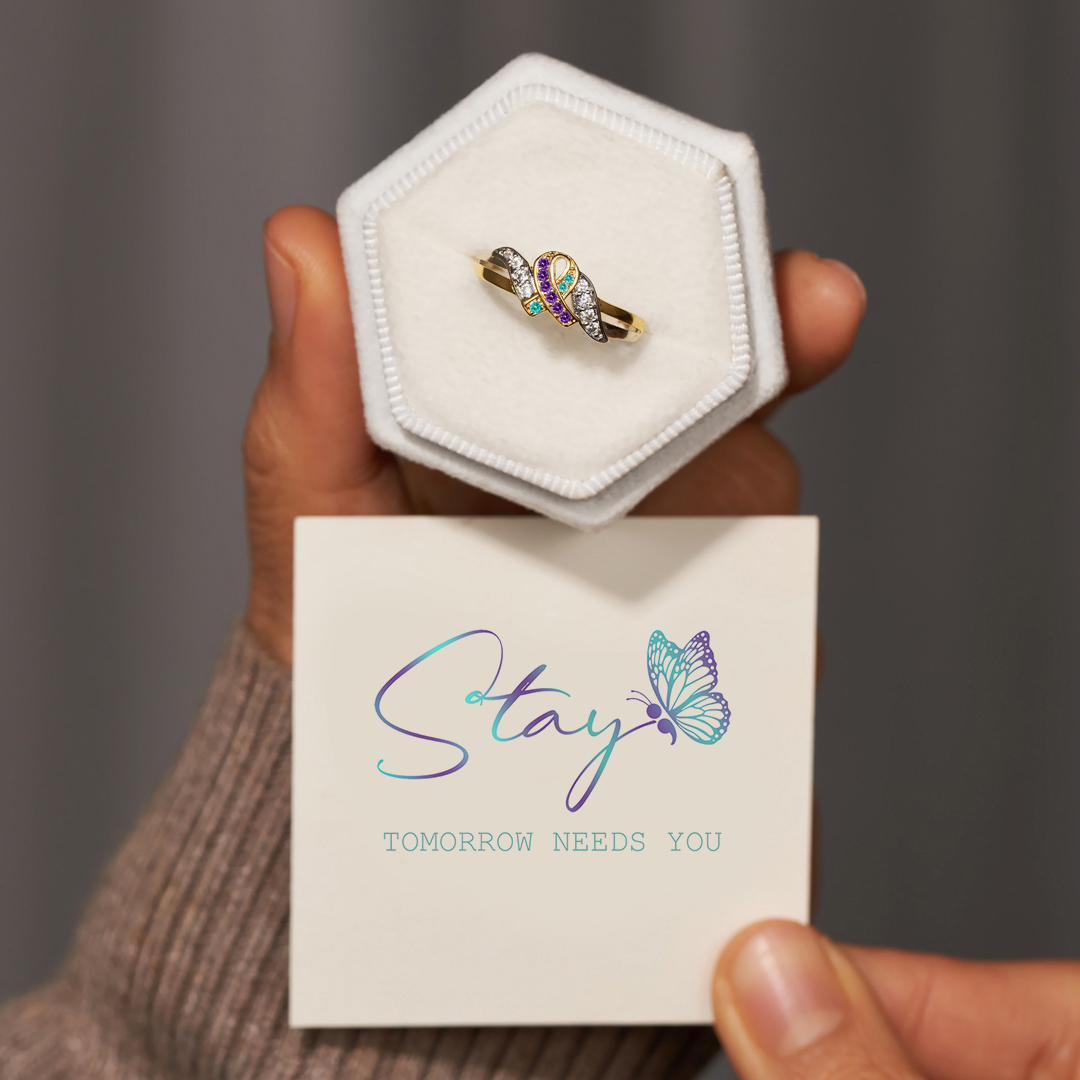 Hold On to Hope Suicide Prevention Ribbon Ring