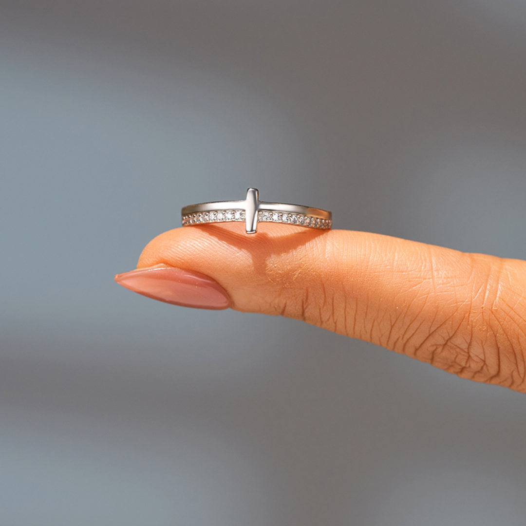 Let God Be In Control Golden Cross Ring