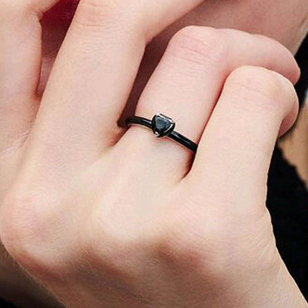 Self Love Black Heart-Shaped Ring