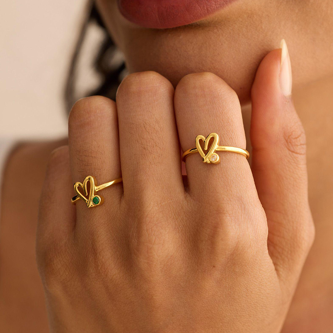 Choosing My Peace Heart Birthstone Ring
