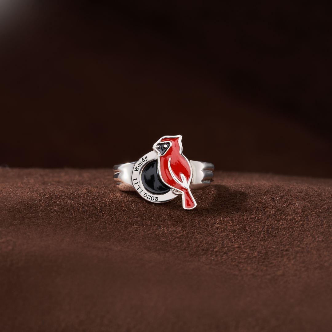 Personalized Kid‘s Name & Date Cardinal Ring