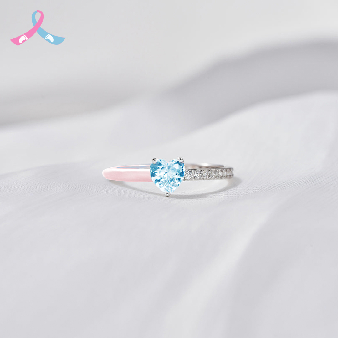 Mama Of An Angel Blue Heart Ring