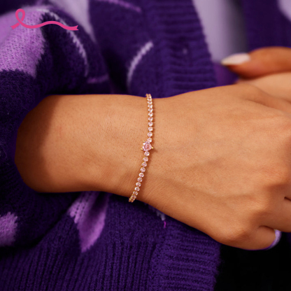 Raise Awareness I Am Enough Pavé Pink Heart Bracelet