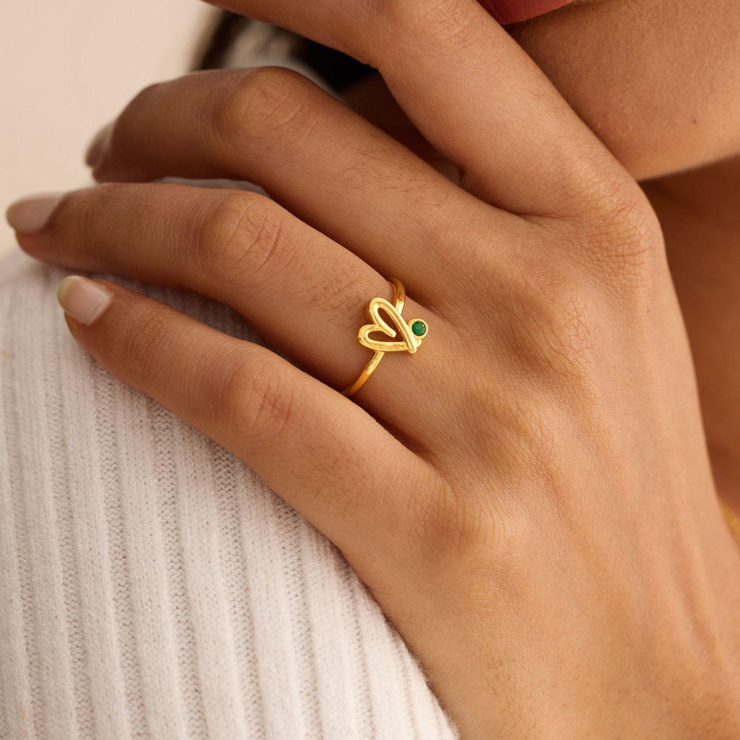 Choosing My Peace Heart Birthstone Ring