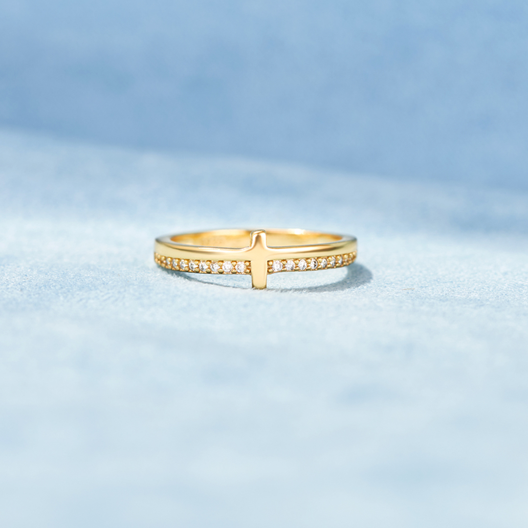 Let God Be In Control Golden Cross Ring