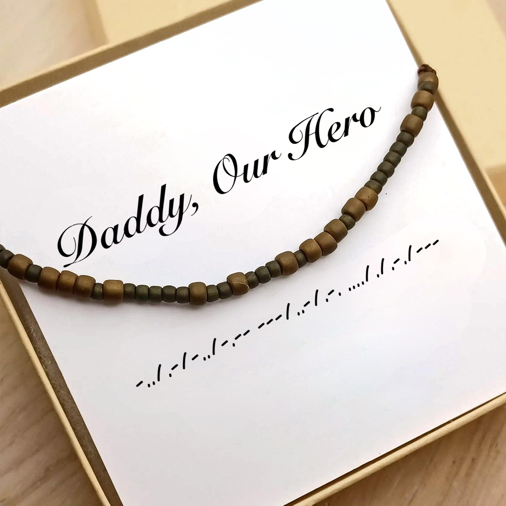Daddy Are Our Hero Morse Code Bracelet