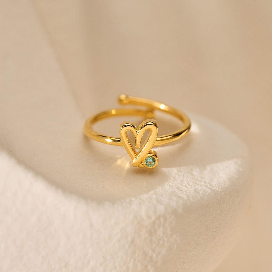 Choosing My Peace Heart Birthstone Ring