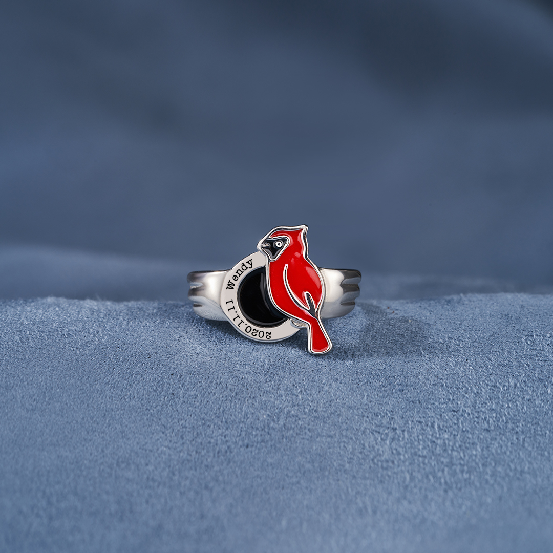 Personalized Kid‘s Name & Date Cardinal Ring